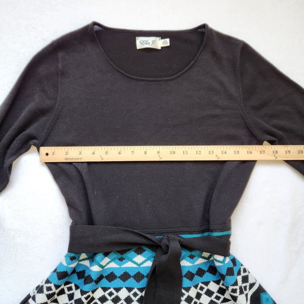 Eliza J Sweater Dress Geometric Diamond Knit Fit & Flare Cozy Business Casual L - Picture 10 of 11